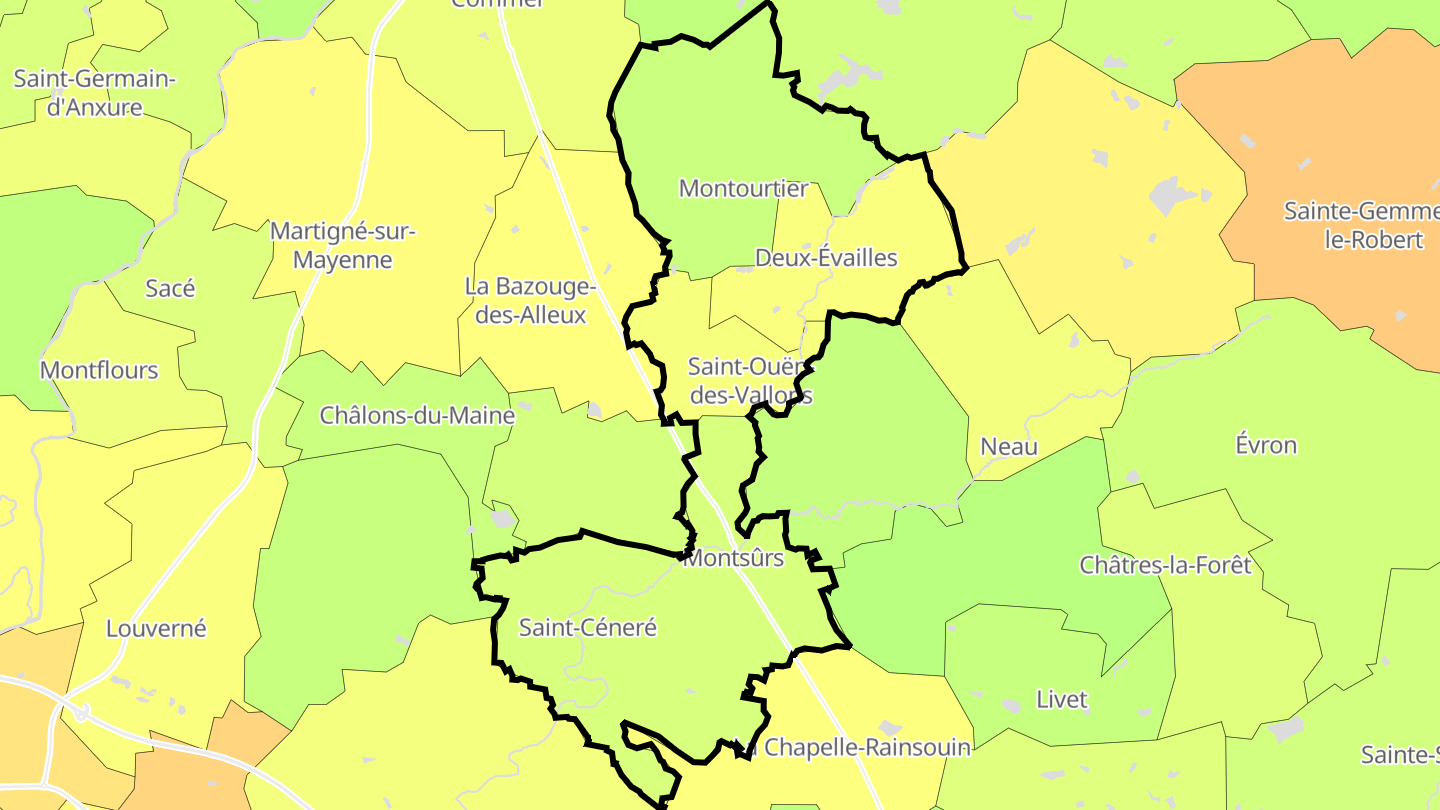 Carte des prix de l'immobilier Montsûrs
