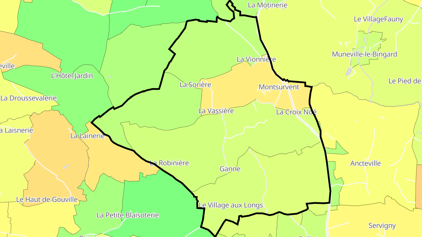 Carte des prix de l'immobilier Montsurvent