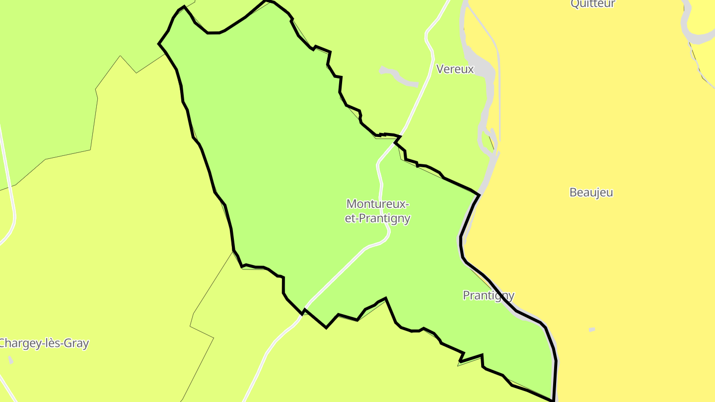 Carte des prix de l'immobilier Montureux-et-Prantigny