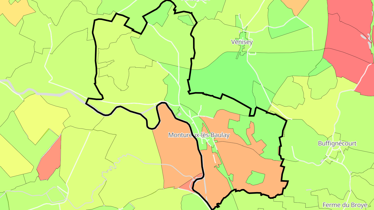 Carte des prix de l'immobilier Montureux-lès-Baulay
