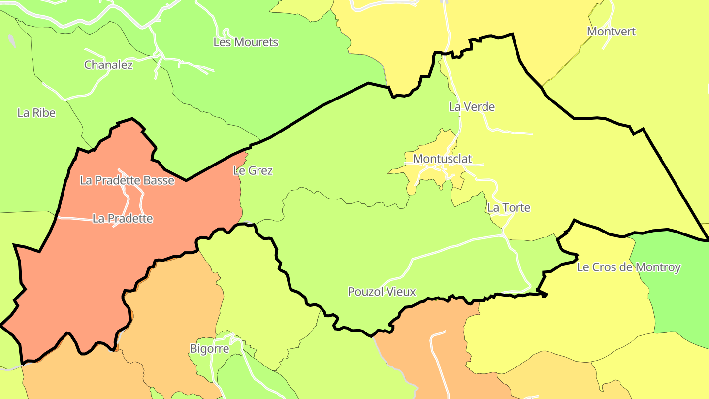 Carte des prix de l'immobilier Montusclat