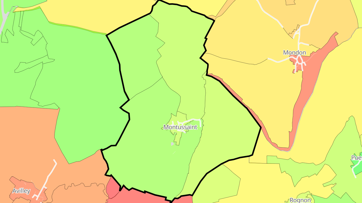 Carte des prix de l'immobilier Montussaint