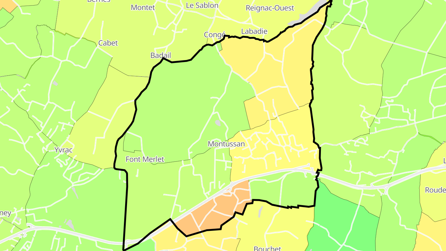 Carte des prix de l'immobilier Montussan