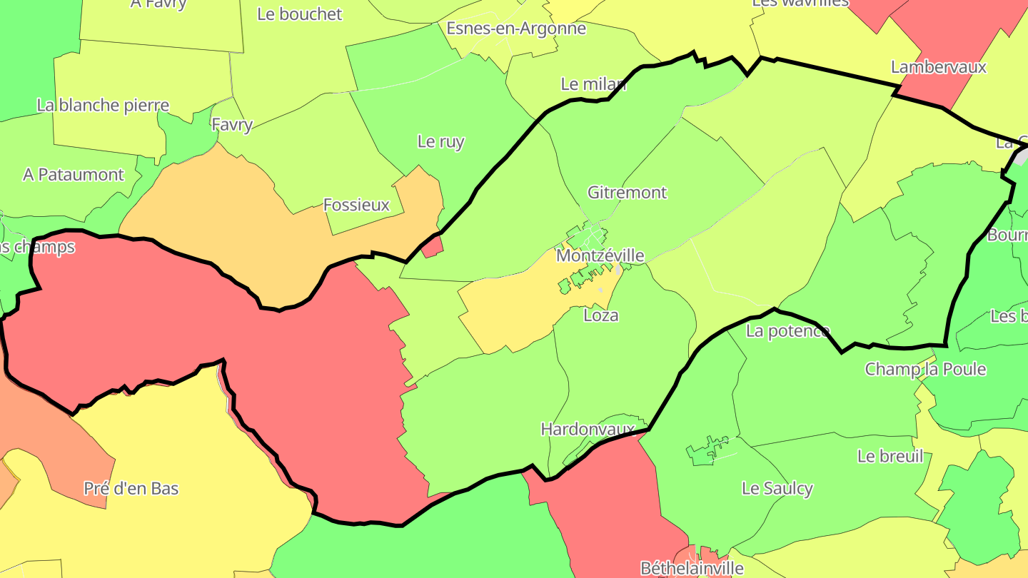 Carte des prix de l'immobilier Montzéville