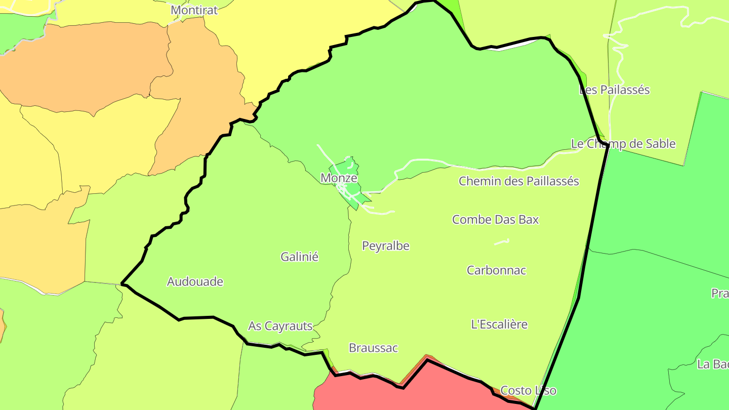 Carte des prix de l'immobilier Monze