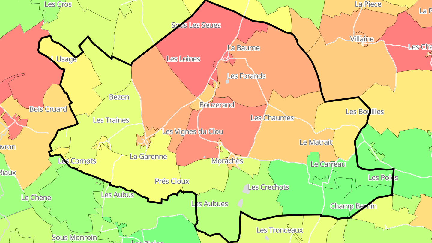 Carte des prix de l'immobilier Moraches