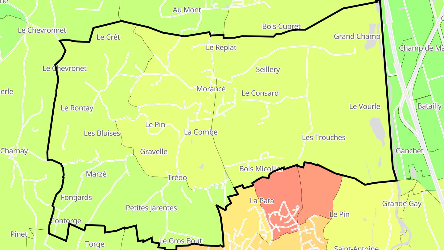 Carte des prix de l'immobilier Morancé