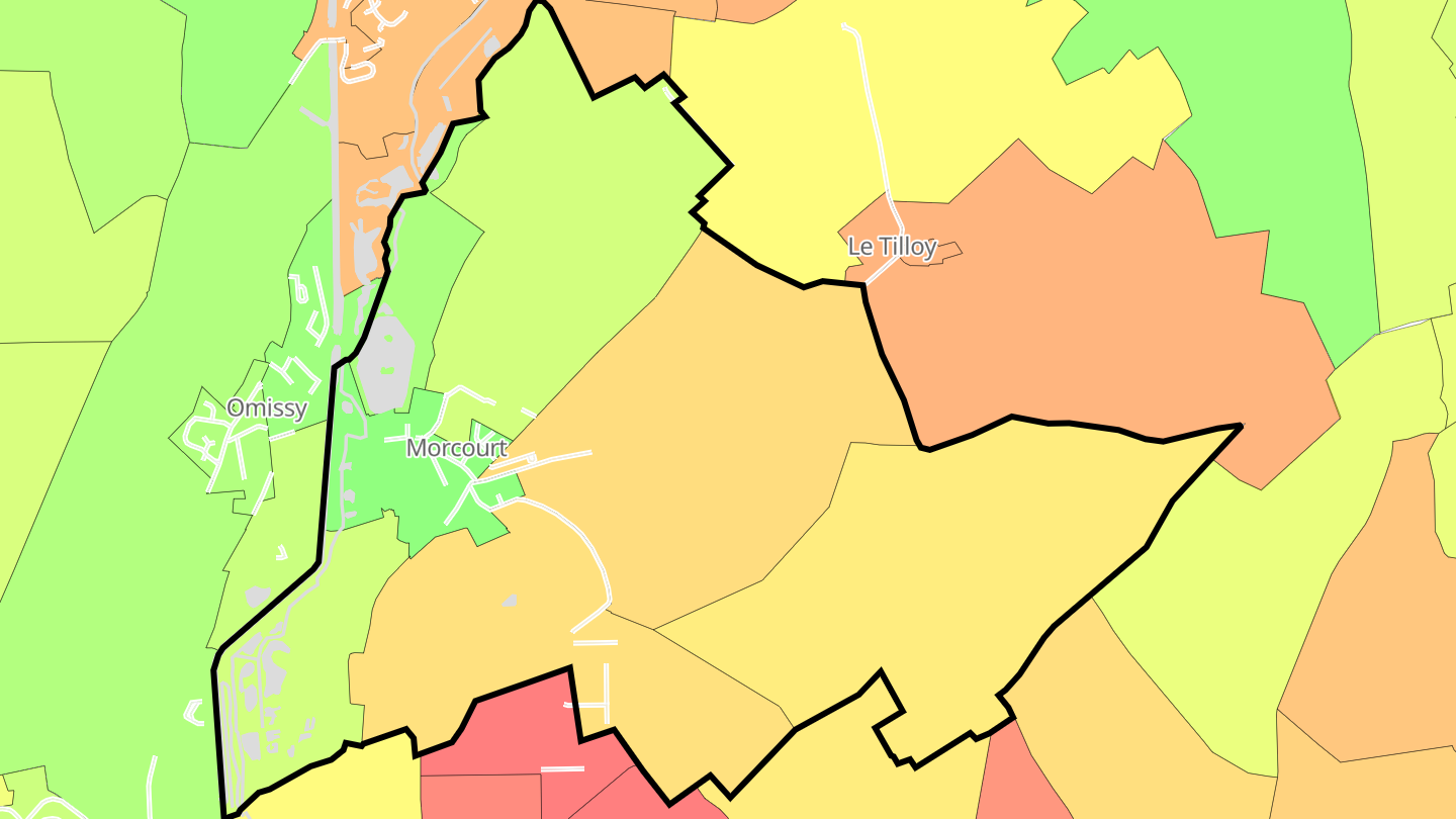 Carte des prix de l'immobilier Morcourt