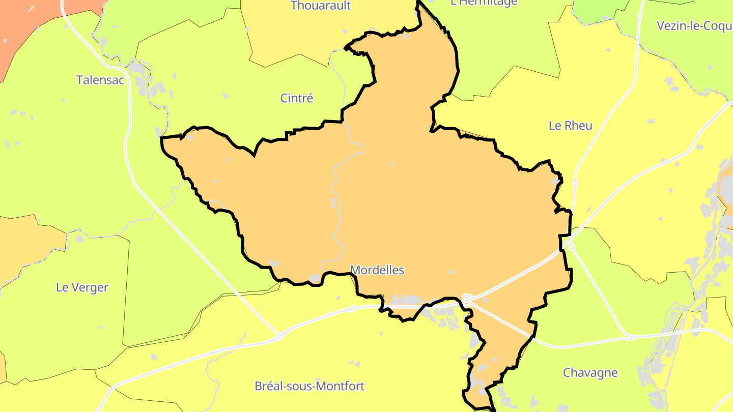 Carte des prix de l'immobilier Mordelles