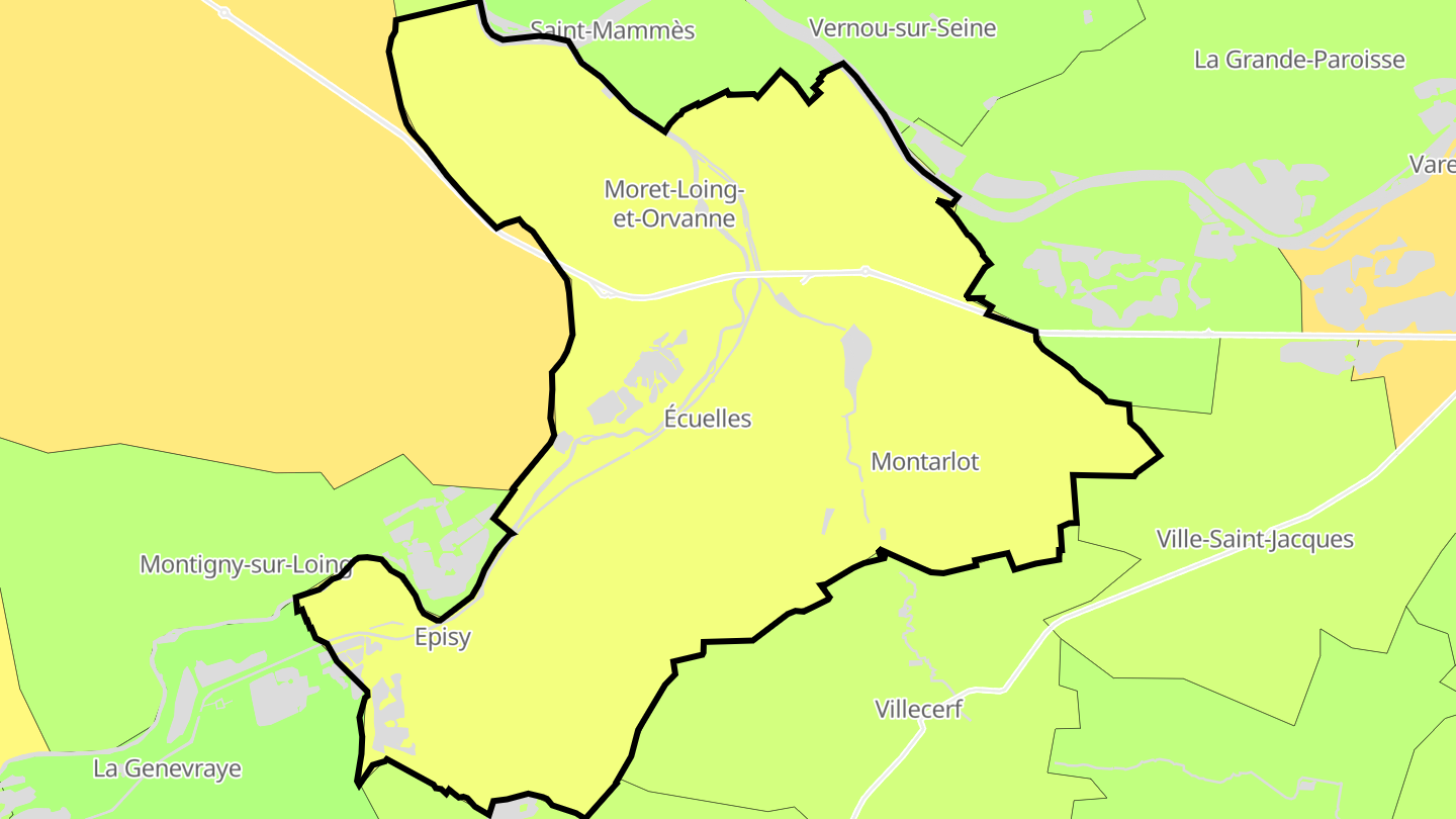 Carte des prix de l'immobilier Moret-Loing-et-Orvanne