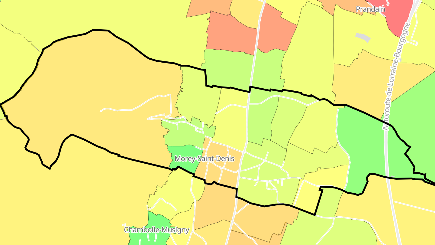 Carte des prix de l'immobilier Morey-Saint-Denis