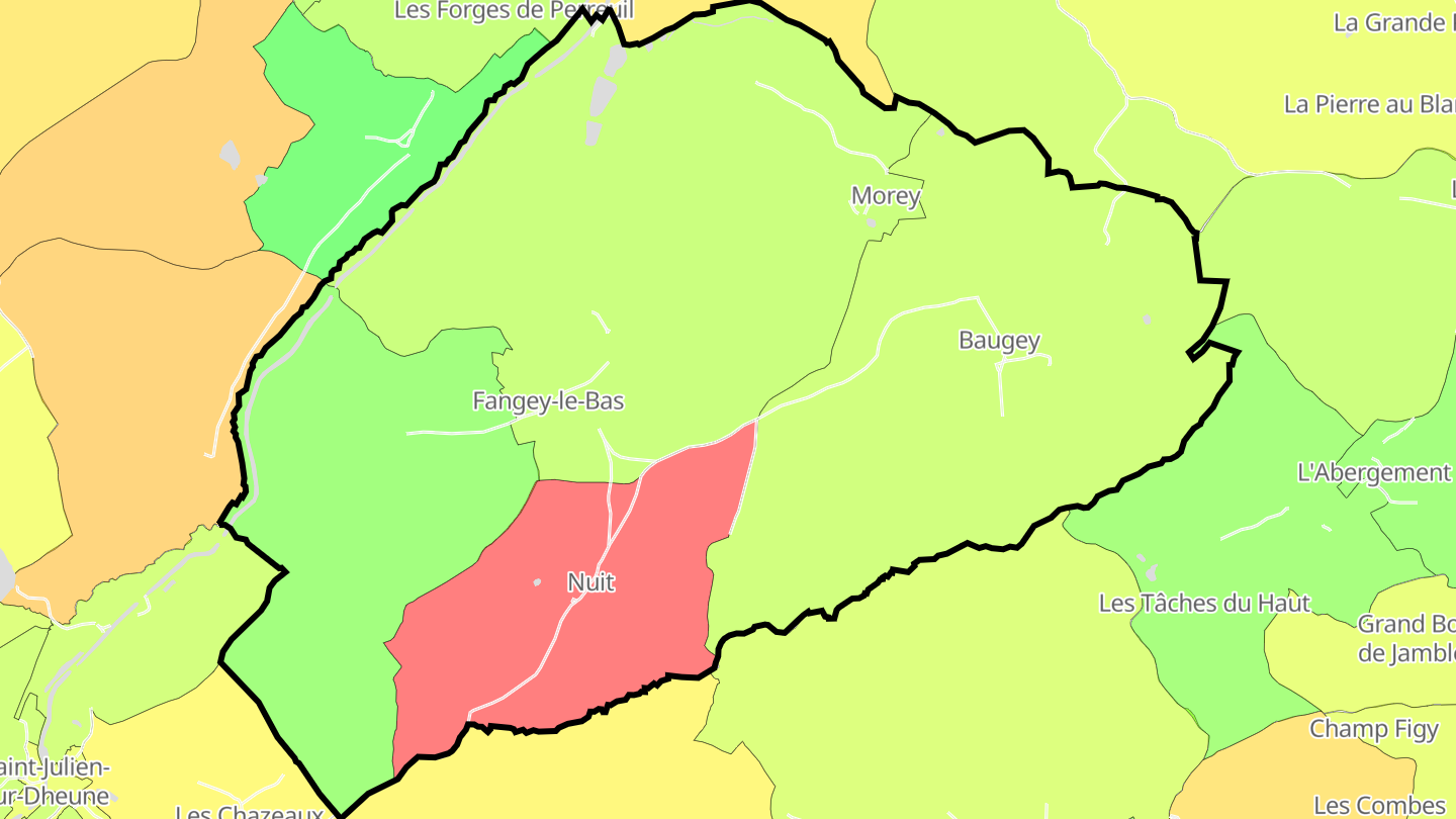 Carte des prix de l'immobilier Morey