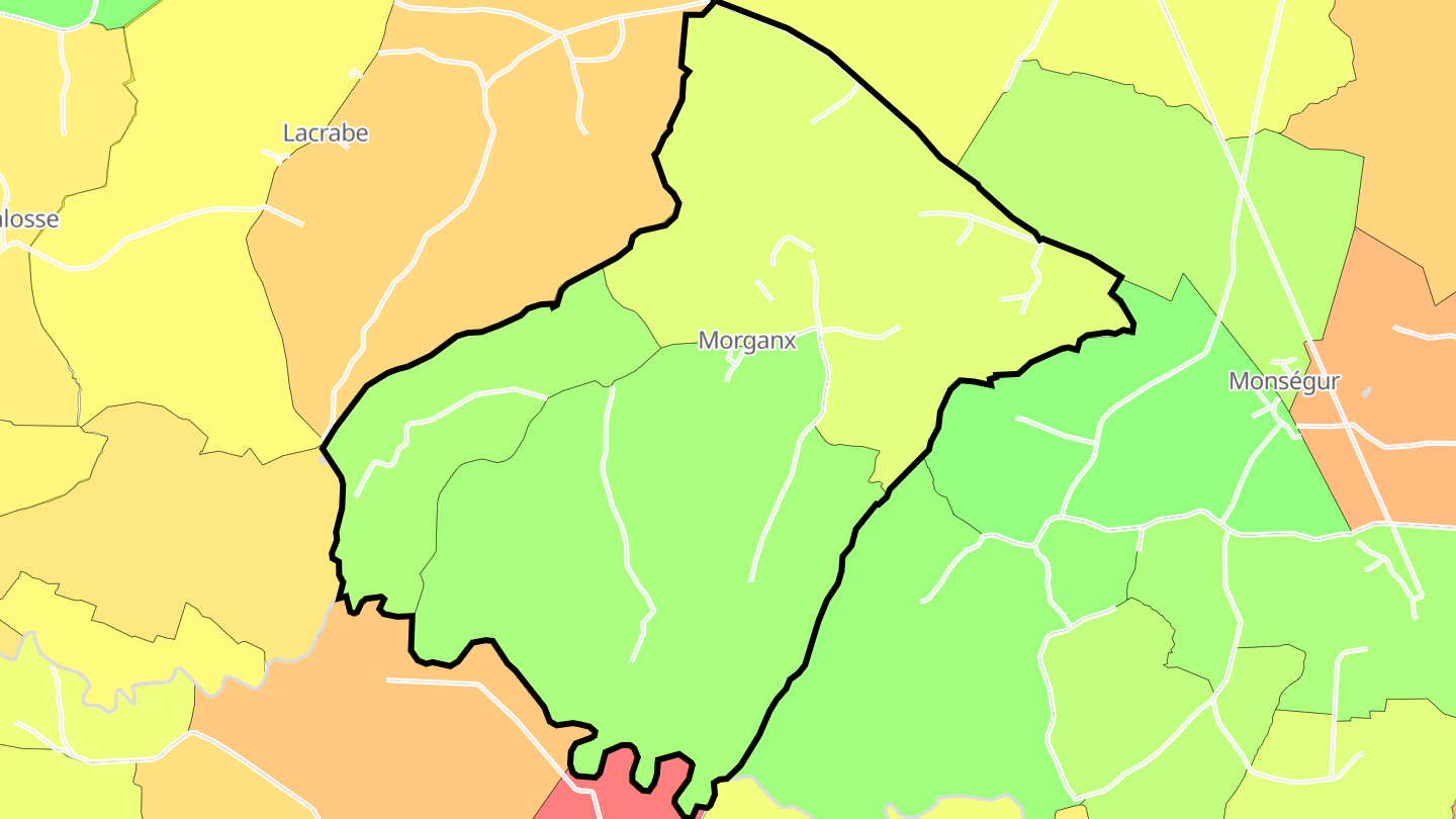 Carte des prix de l'immobilier Morganx