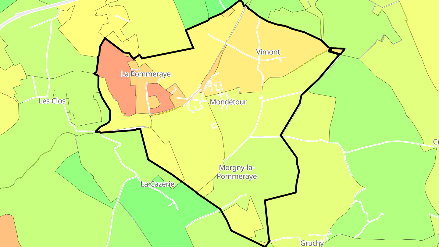 Carte des prix de l'immobilier Morgny-la-Pommeraye