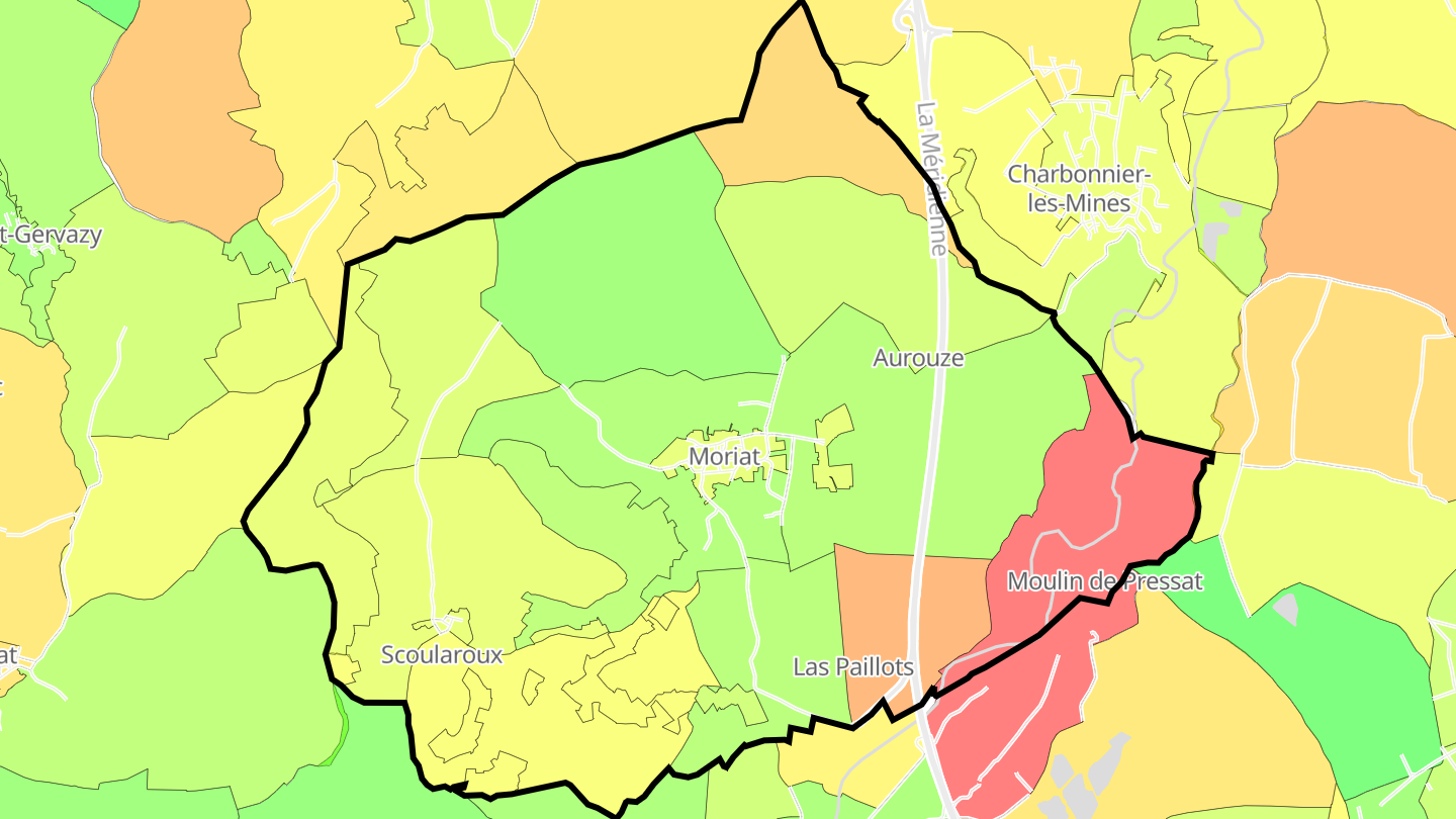 Carte des prix de l'immobilier Moriat
