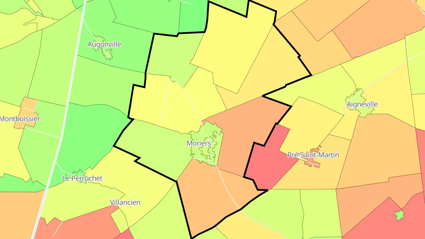 Carte des prix de l'immobilier Moriers