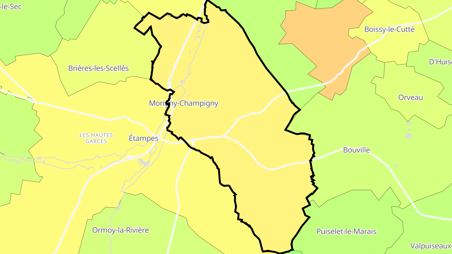 Carte des prix de l'immobilier Morigny-Champigny
