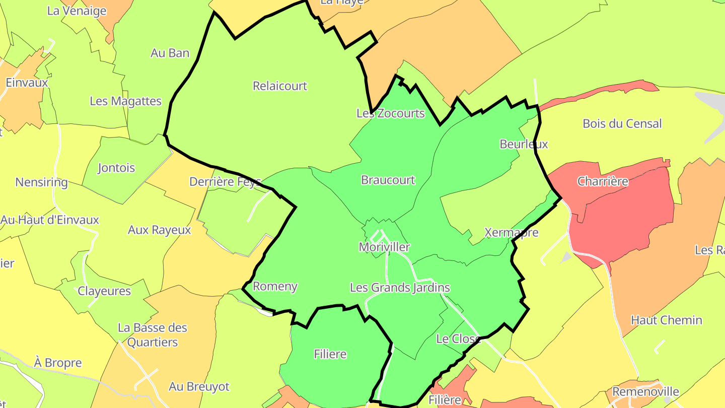Carte des prix de l'immobilier Moriviller