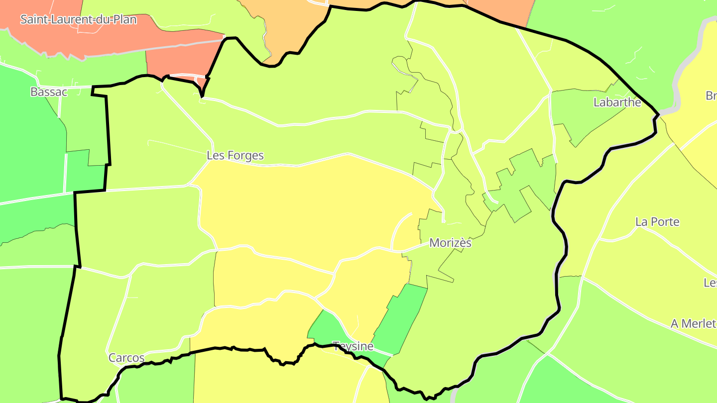 Carte des prix de l'immobilier Morizès