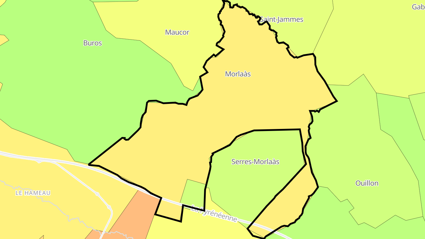 Carte des prix de l'immobilier Morlaàs