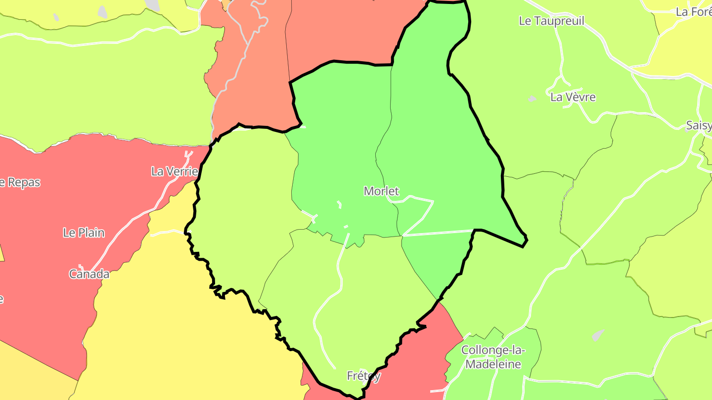 Carte des prix de l'immobilier Morlet