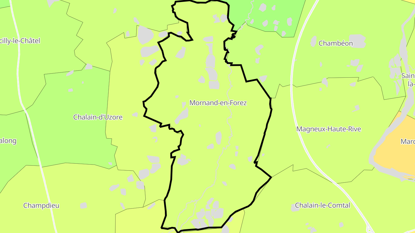 Carte des prix de l'immobilier Mornand-en-Forez