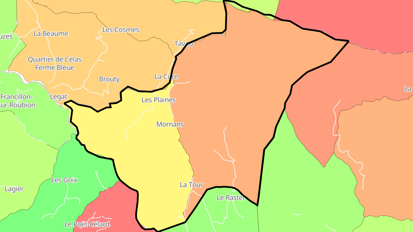Carte des prix de l'immobilier Mornans