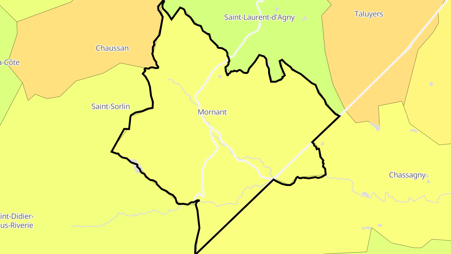 Carte des prix de l'immobilier Mornant