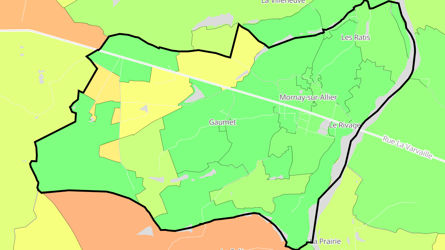 Carte des prix de l'immobilier Mornay-sur-Allier
