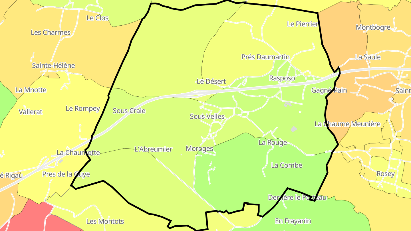 Carte des prix de l'immobilier Moroges