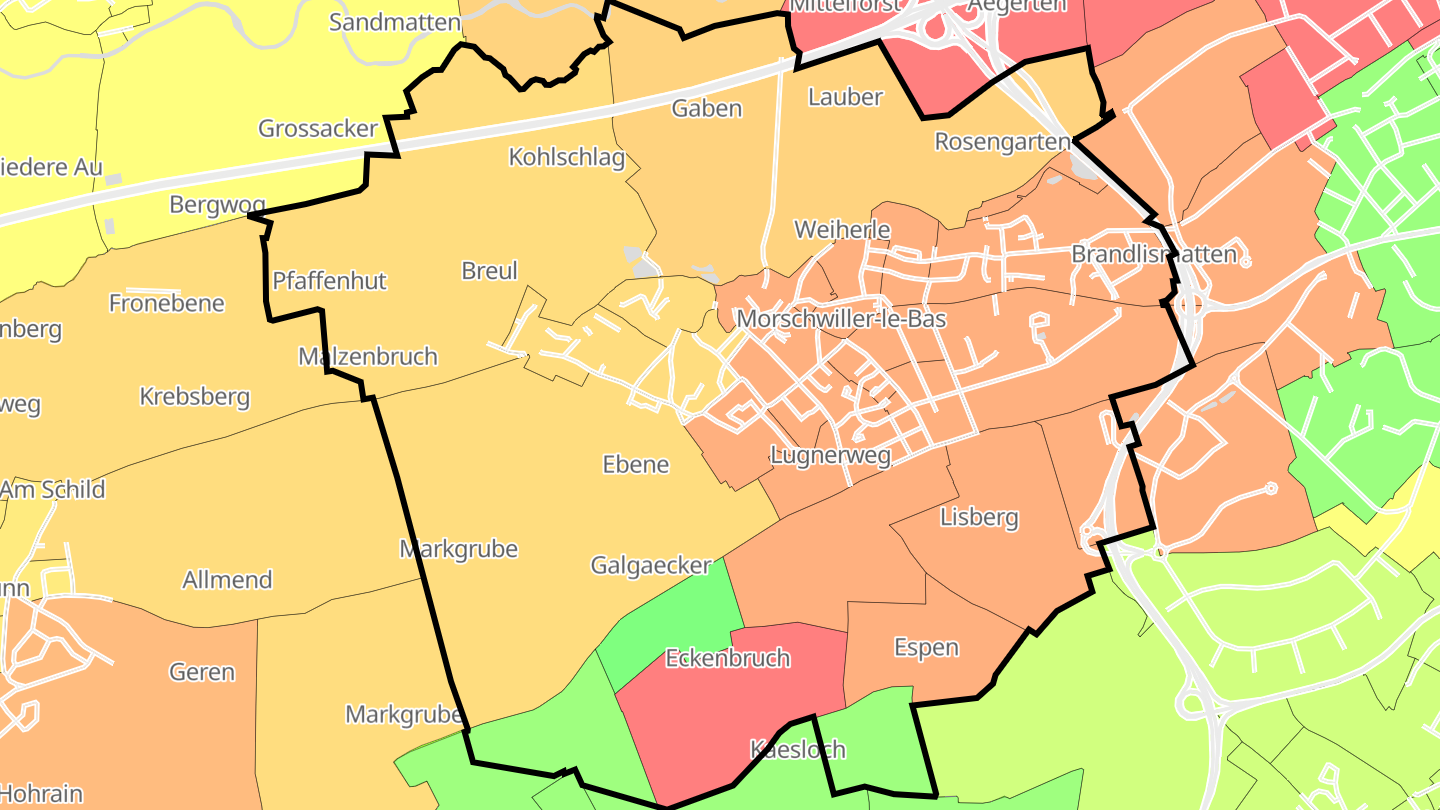 Carte des prix de l'immobilier Morschwiller-le-Bas