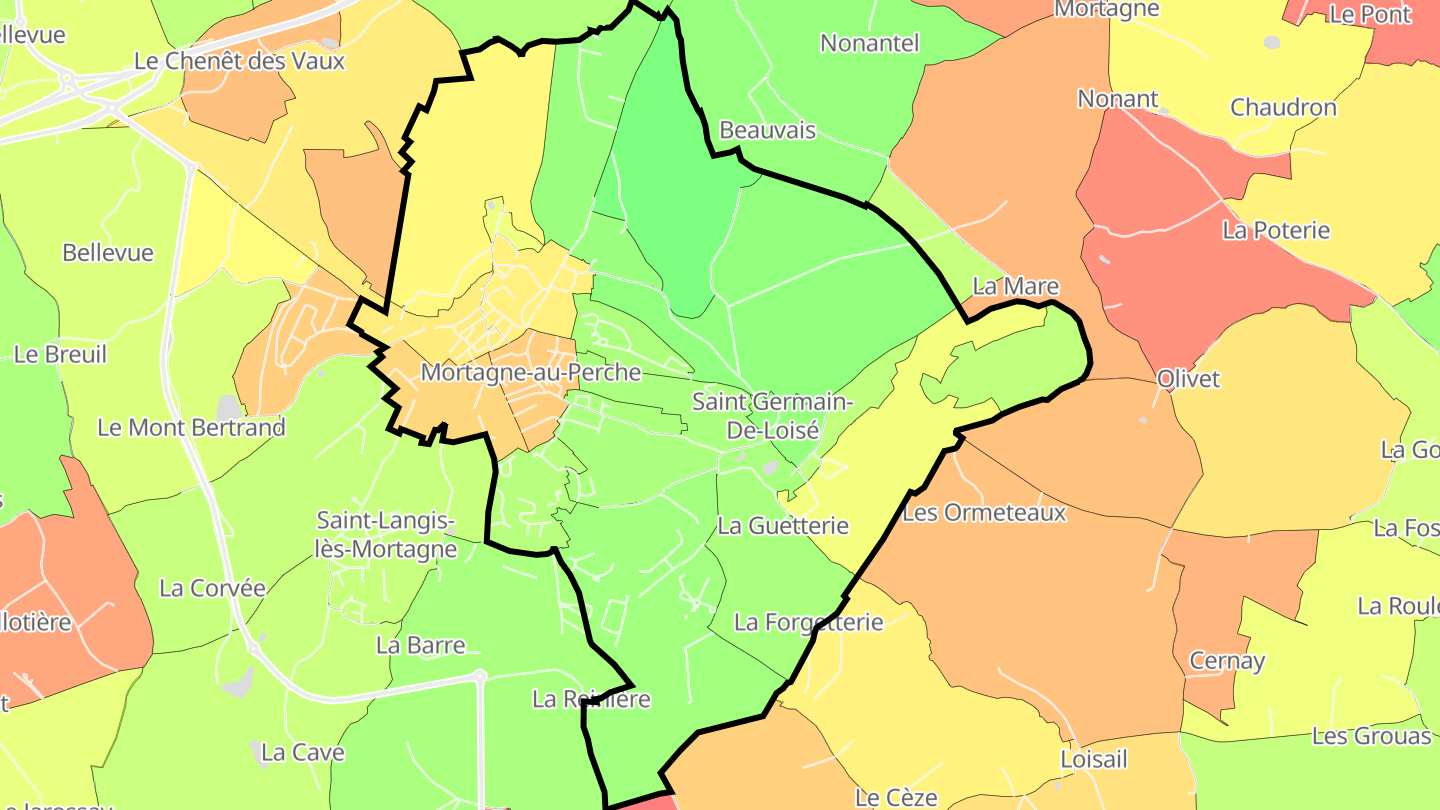 Carte des prix de l'immobilier Mortagne-au-Perche