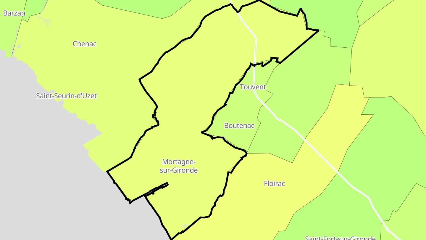 Carte des prix de l'immobilier Mortagne-sur-Gironde
