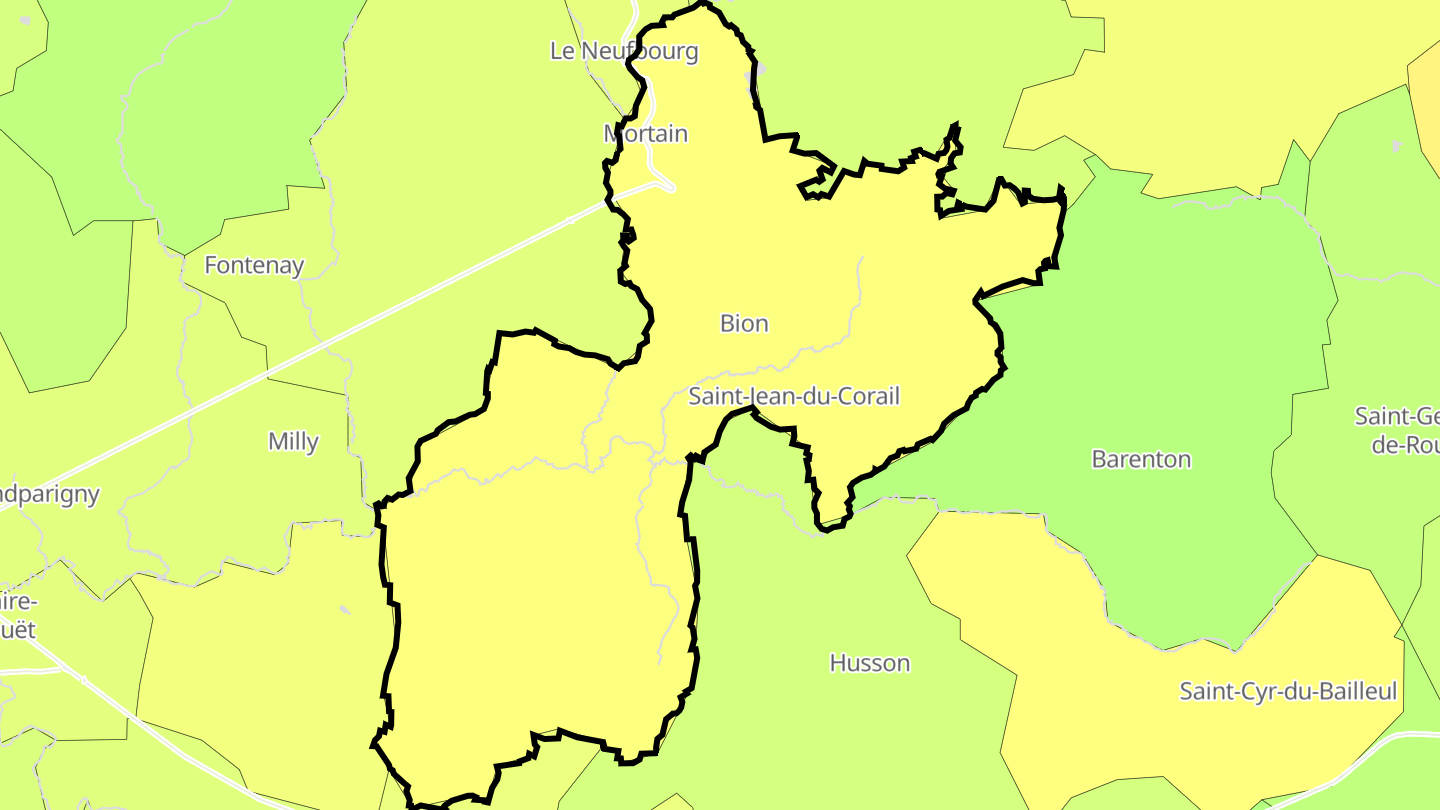 Carte des prix de l'immobilier Mortain-Bocage