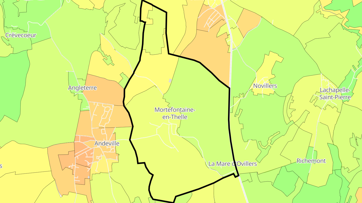 Carte des prix de l'immobilier Mortefontaine-en-Thelle