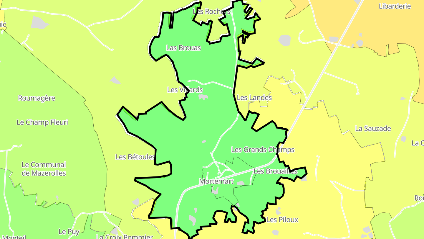 Carte des prix de l'immobilier Mortemart