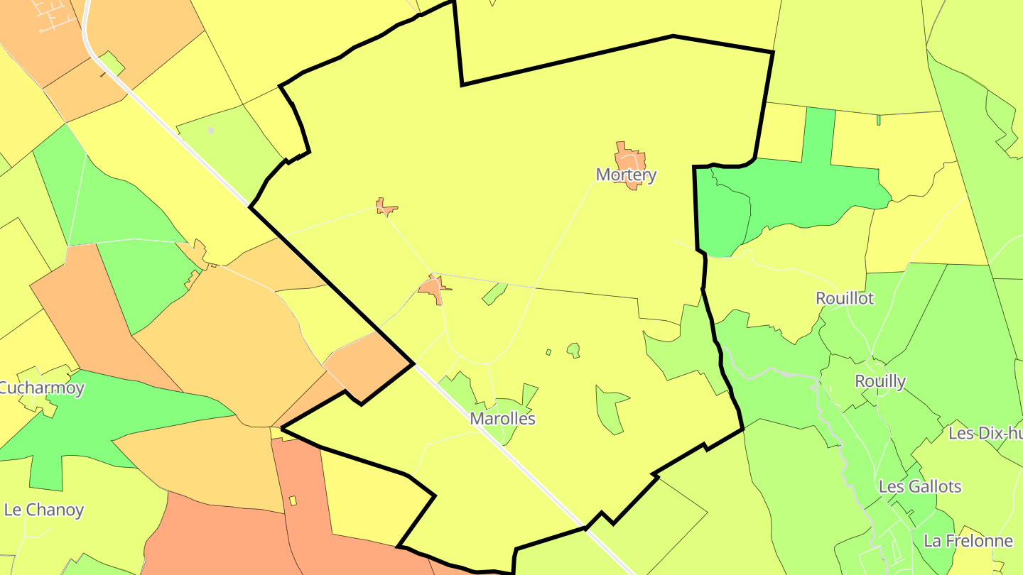 Carte des prix de l'immobilier Mortery