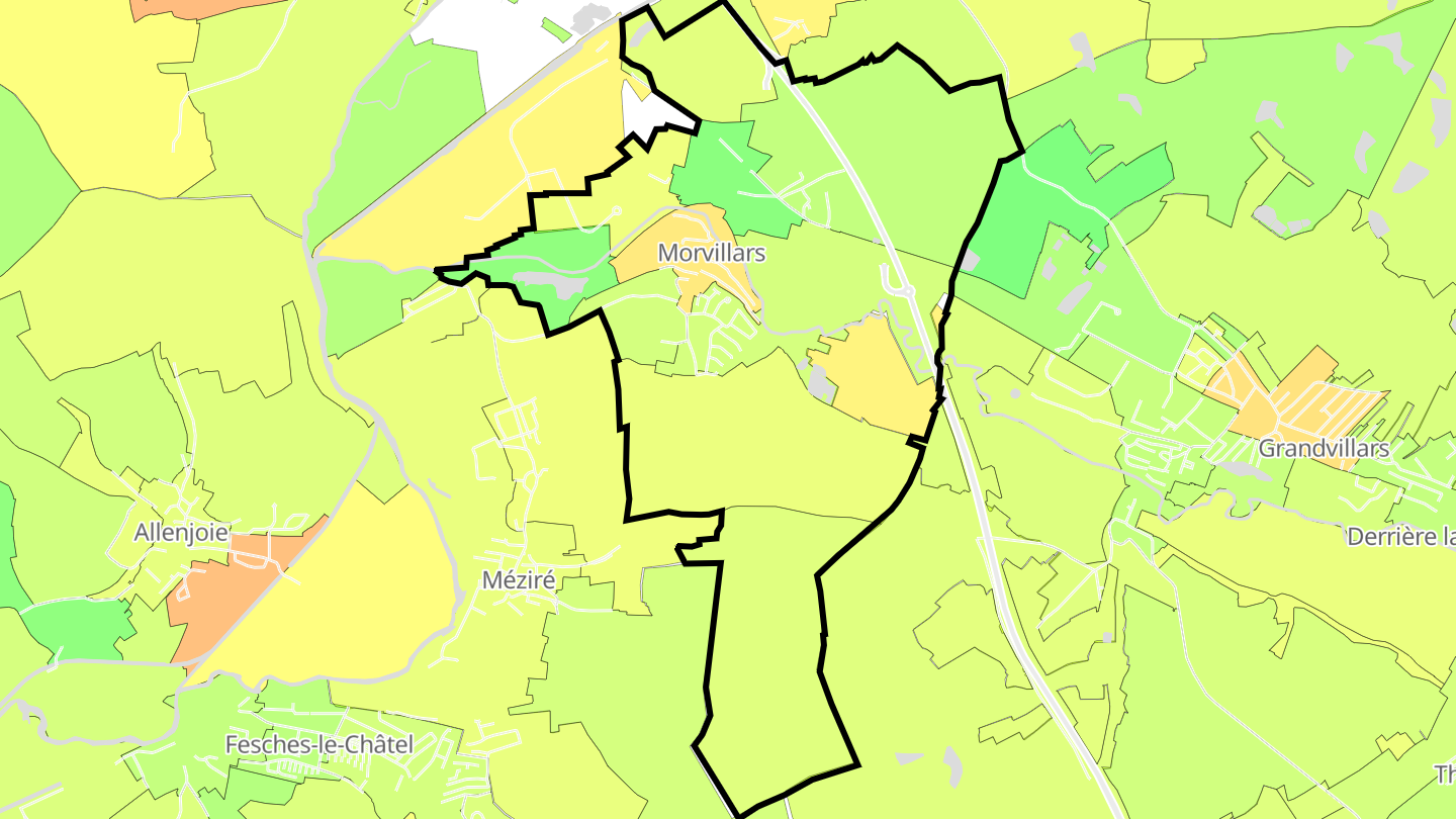 Carte des prix de l'immobilier Morvillars