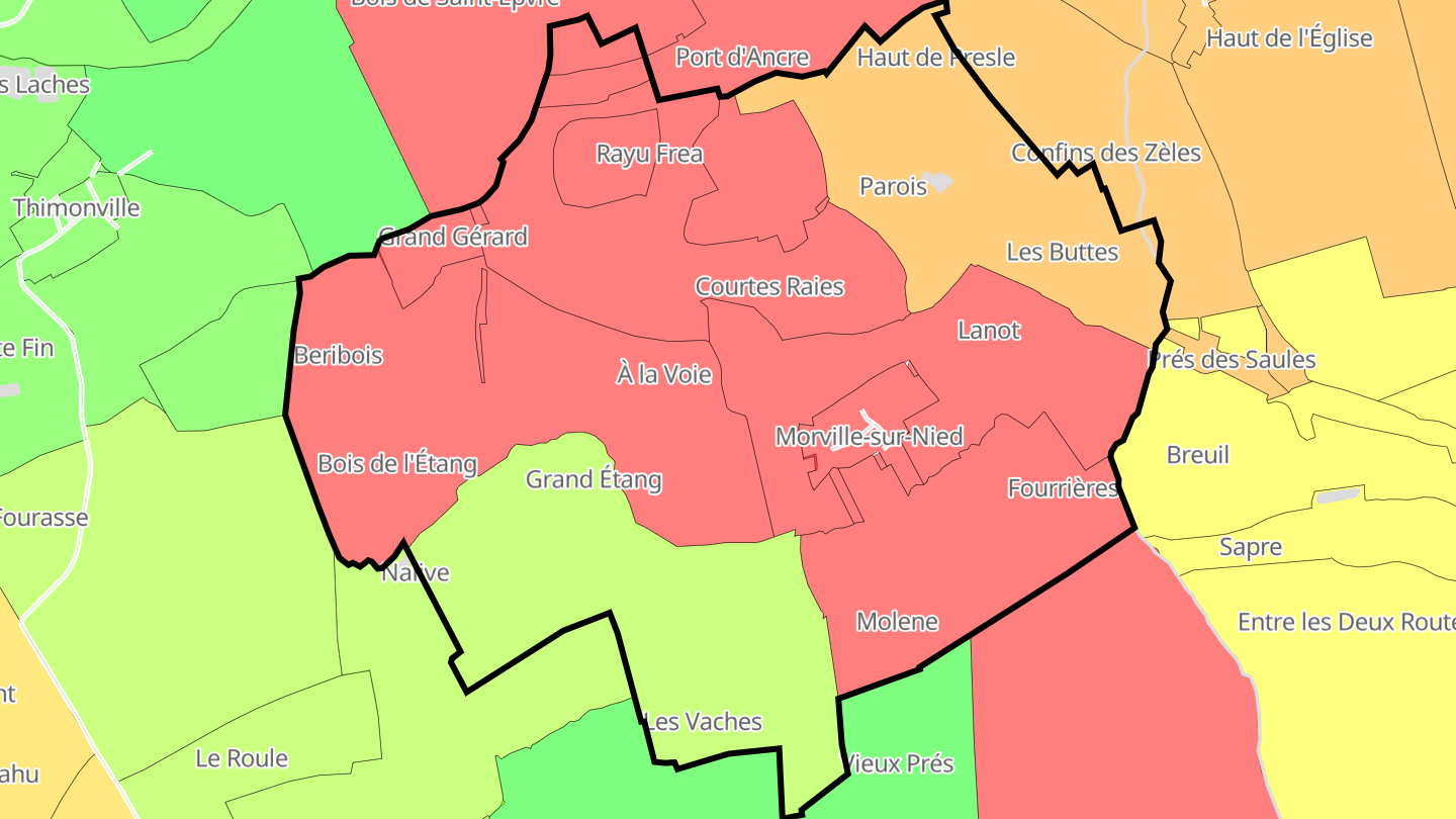 Carte des prix de l'immobilier Morville-sur-Nied