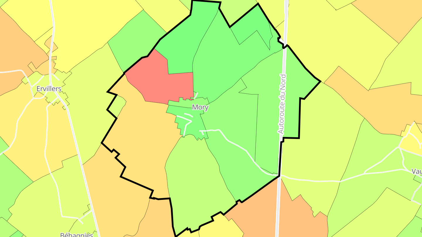 Carte des prix de l'immobilier Mory