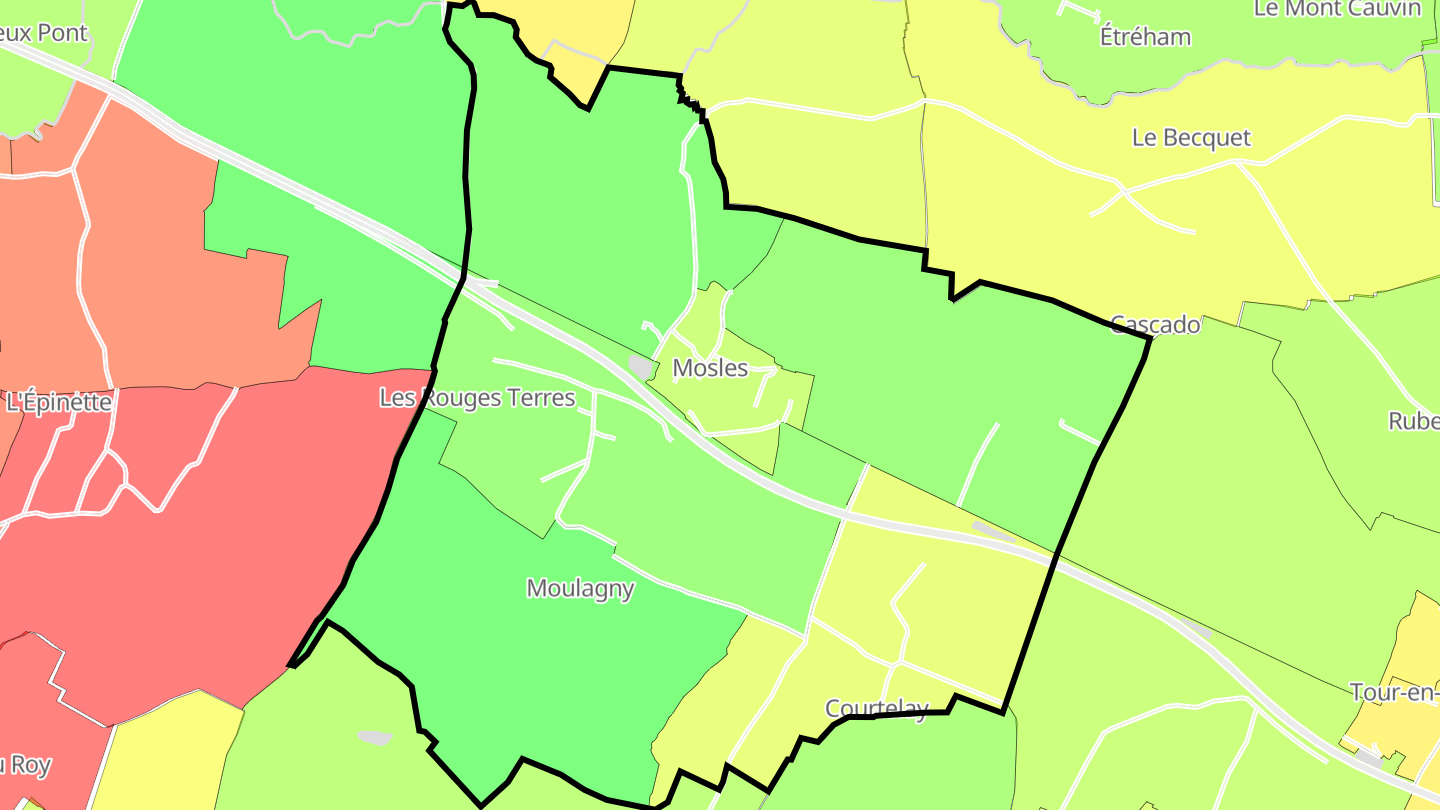 Carte des prix de l'immobilier Mosles