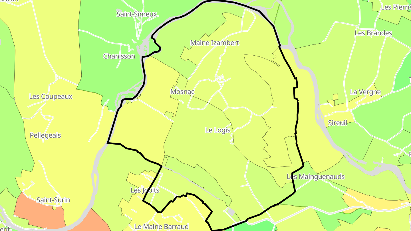 Carte des prix de l'immobilier Mosnac