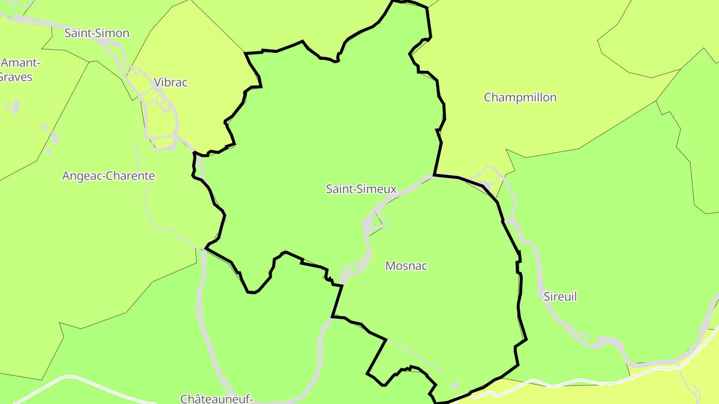 Carte des prix de l'immobilier Mosnac-Saint-Simeux