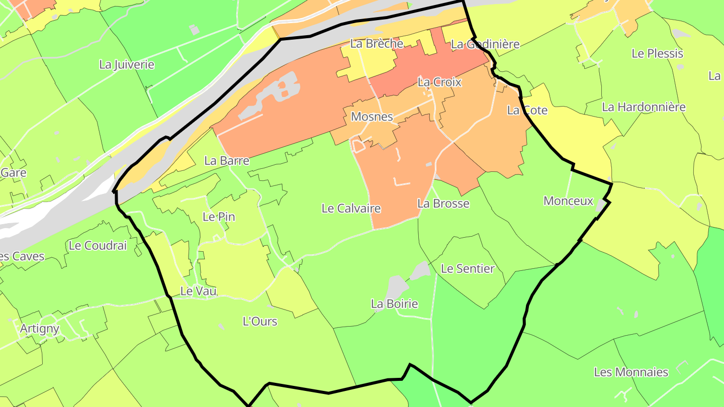 Carte des prix de l'immobilier Mosnes