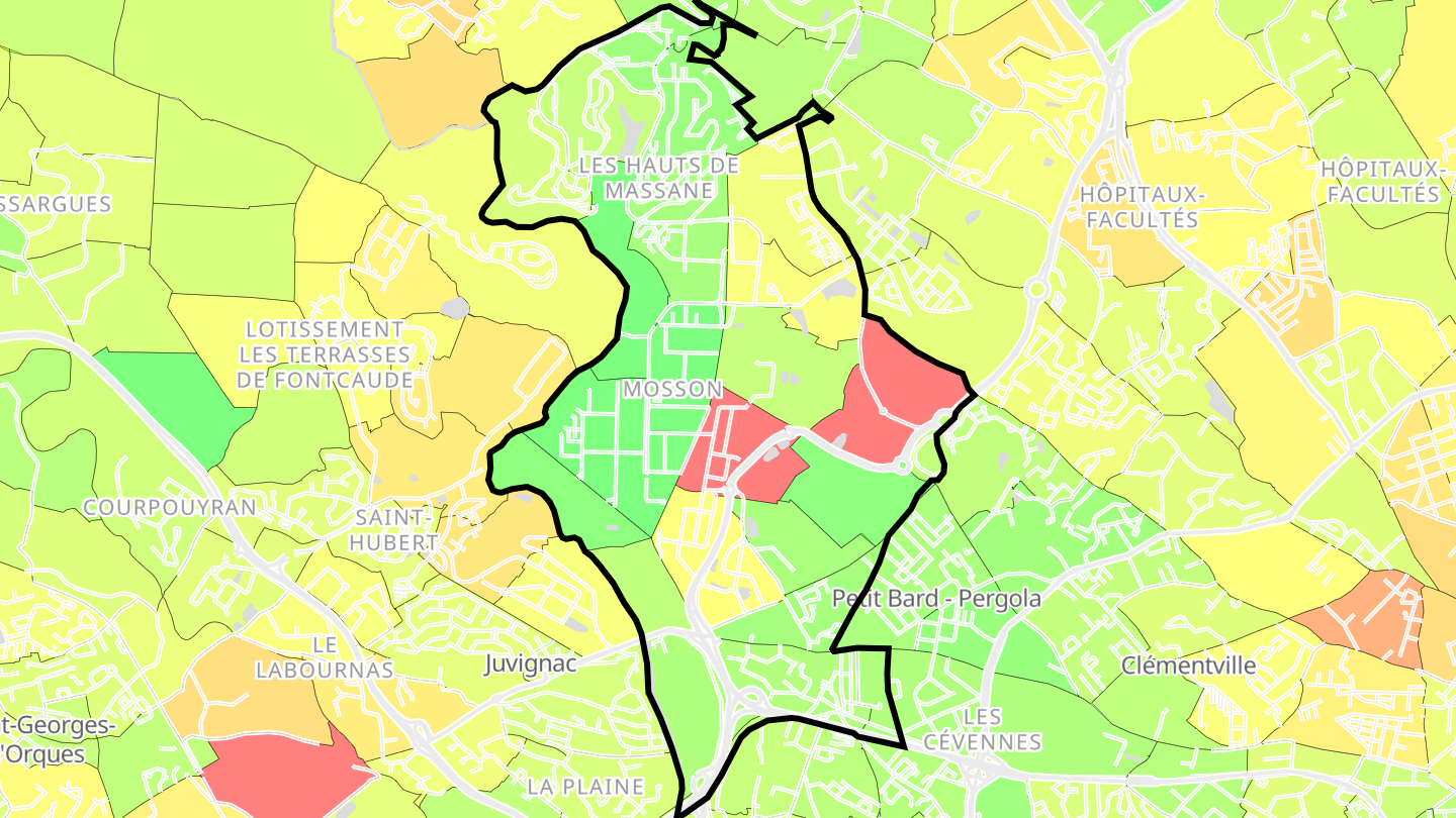 Carte des prix de l'immobilier Mosson