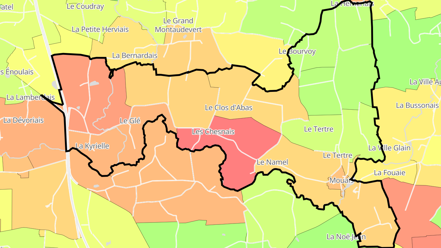 Carte des prix de l'immobilier Mouais