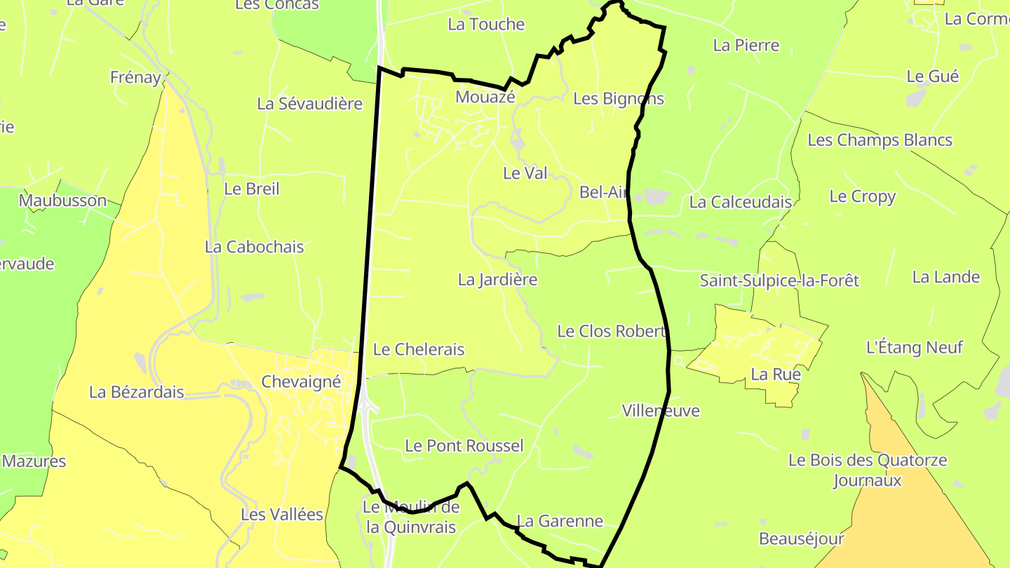 Carte des prix de l'immobilier Mouazé