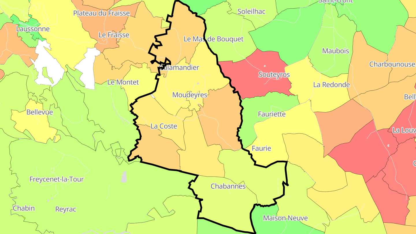 Carte des prix de l'immobilier Moudeyres