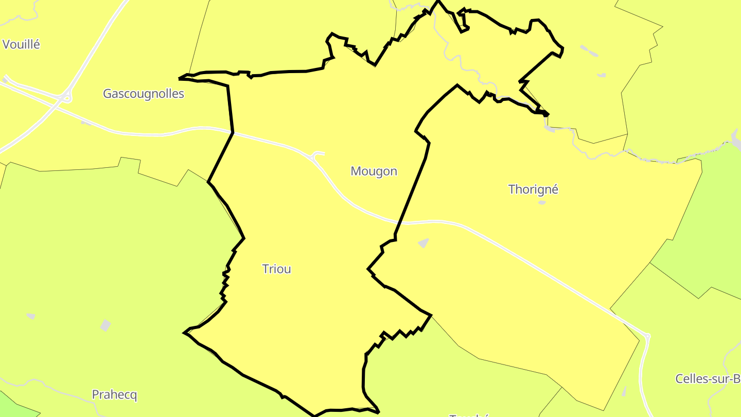Carte des prix de l'immobilier Mougon