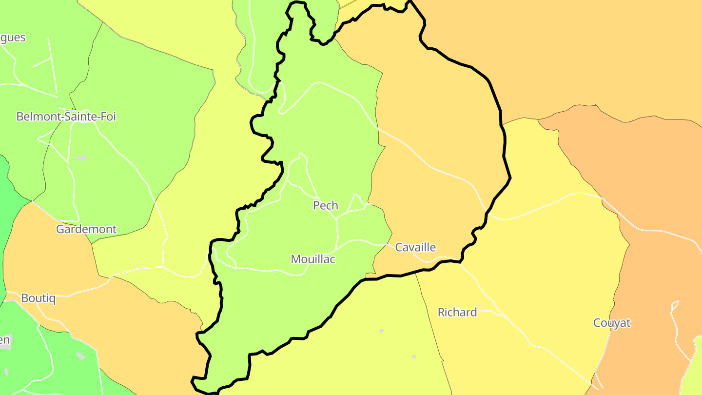 Carte des prix de l'immobilier Mouillac